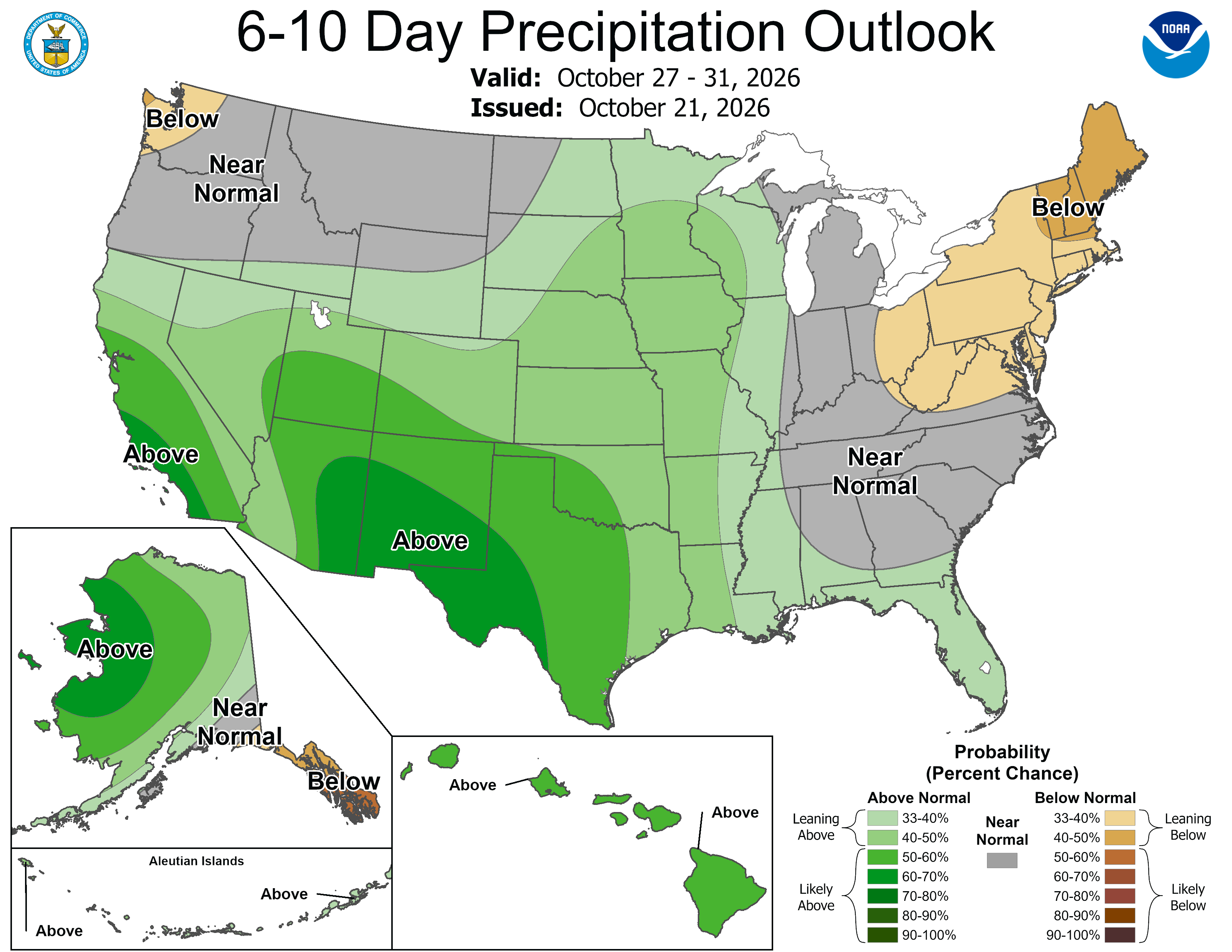 NOAA CPC 6-10 day precipitation outlook map