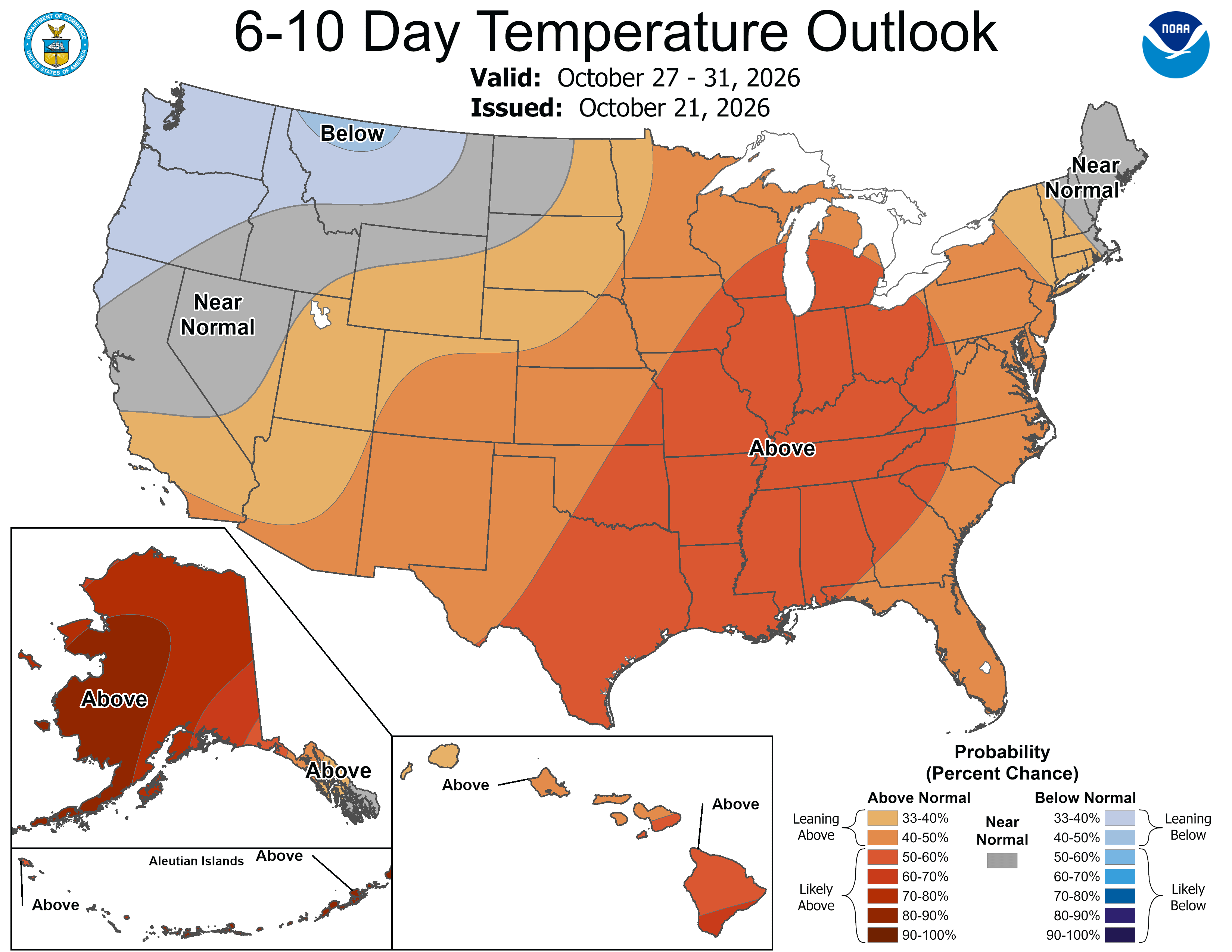 NOAA CPC 6-10 day temperature outlook map